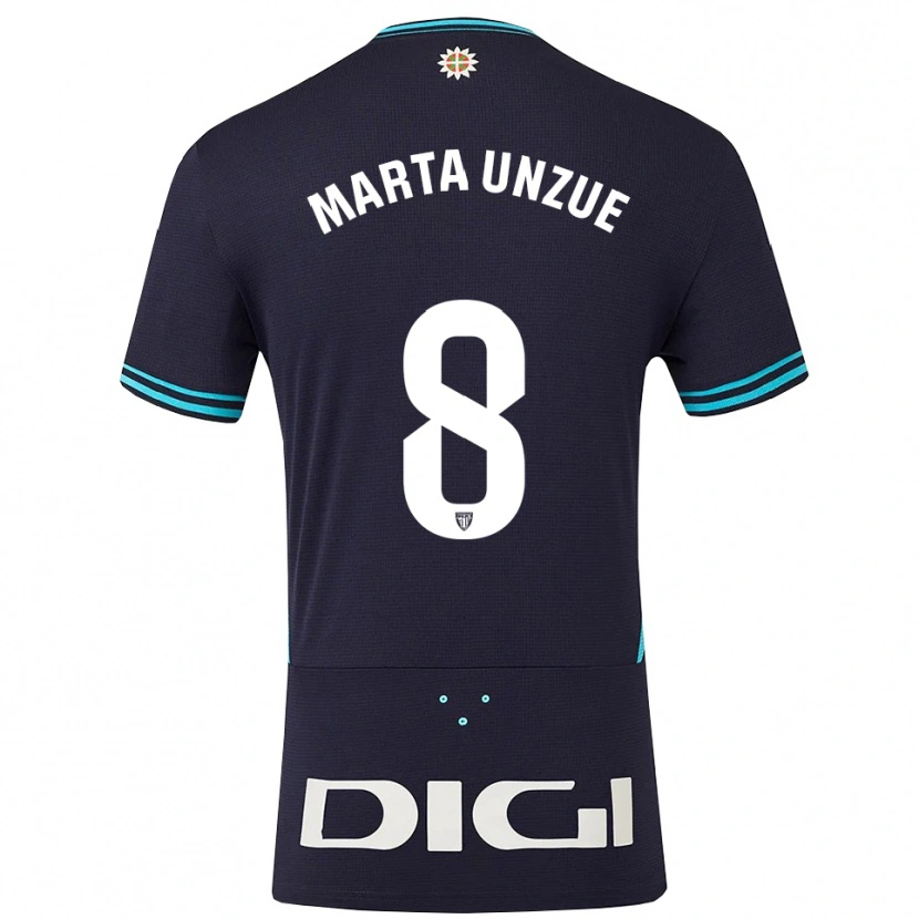 Danxen Mænd Marta Unzué Urdániz #8 Navy Himmelblå Udebane Spillertrøjer 2025/26 Trøje T-Shirt