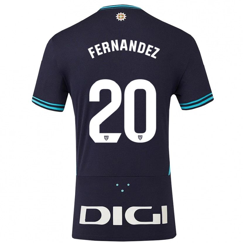 Danxen Mænd Hugo Fernández #20 Navy Himmelblå Udebane Spillertrøjer 2025/26 Trøje T-Shirt