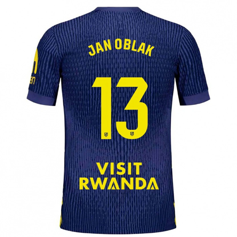 Danxen Mænd Jan Oblak #13 Navy Gul Udebane Spillertrøjer 2025/26 Trøje T-Shirt