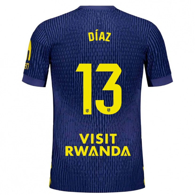 Danxen Mænd Diego Díaz #13 Navy Gul Udebane Spillertrøjer 2025/26 Trøje T-Shirt