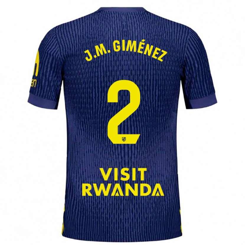 Danxen Mænd José María Giménez #2 Navy Gul Udebane Spillertrøjer 2025/26 Trøje T-Shirt