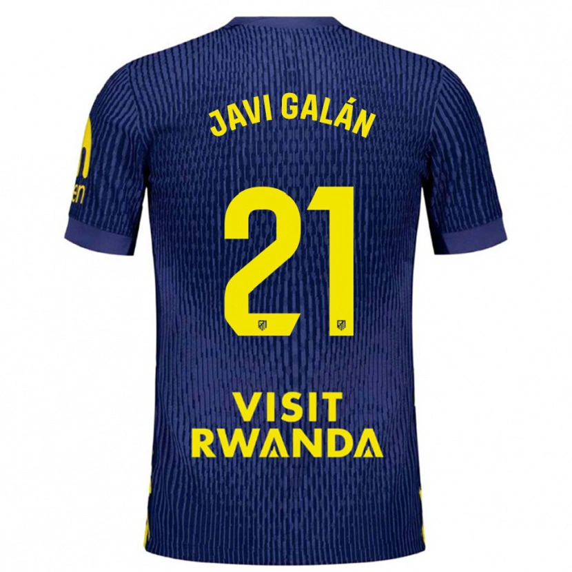 Danxen Mænd Javi Galán #21 Navy Gul Udebane Spillertrøjer 2025/26 Trøje T-Shirt