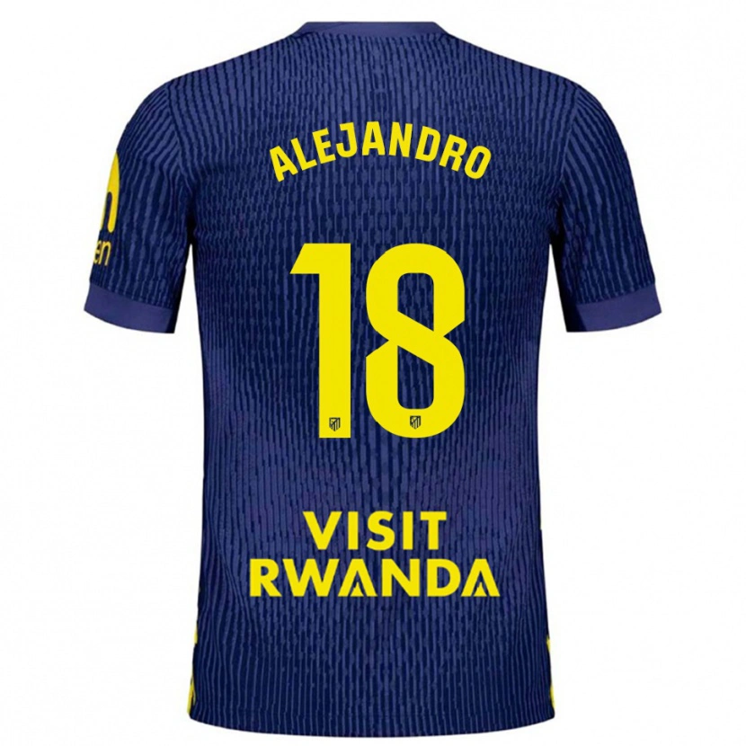 Danxen Mænd Alejandro López #18 Navy Gul Udebane Spillertrøjer 2025/26 Trøje T-Shirt