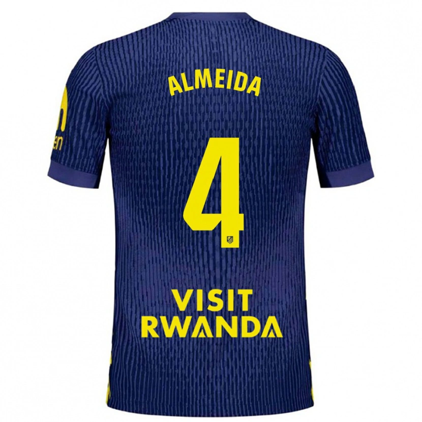 Danxen Mænd Adrián Almeida #4 Navy Gul Udebane Spillertrøjer 2025/26 Trøje T-Shirt