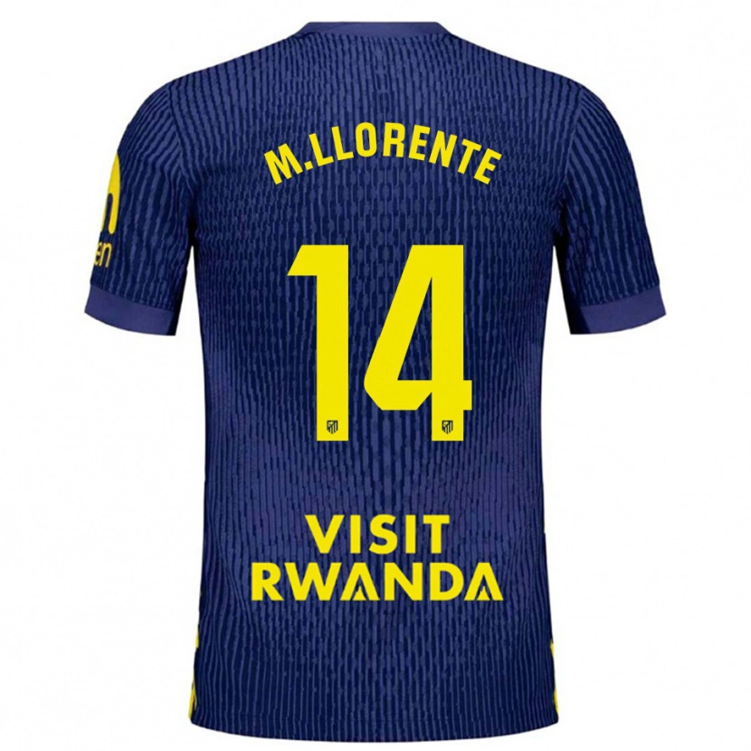 Danxen Mænd Marcos Llorente #14 Navy Gul Udebane Spillertrøjer 2025/26 Trøje T-Shirt