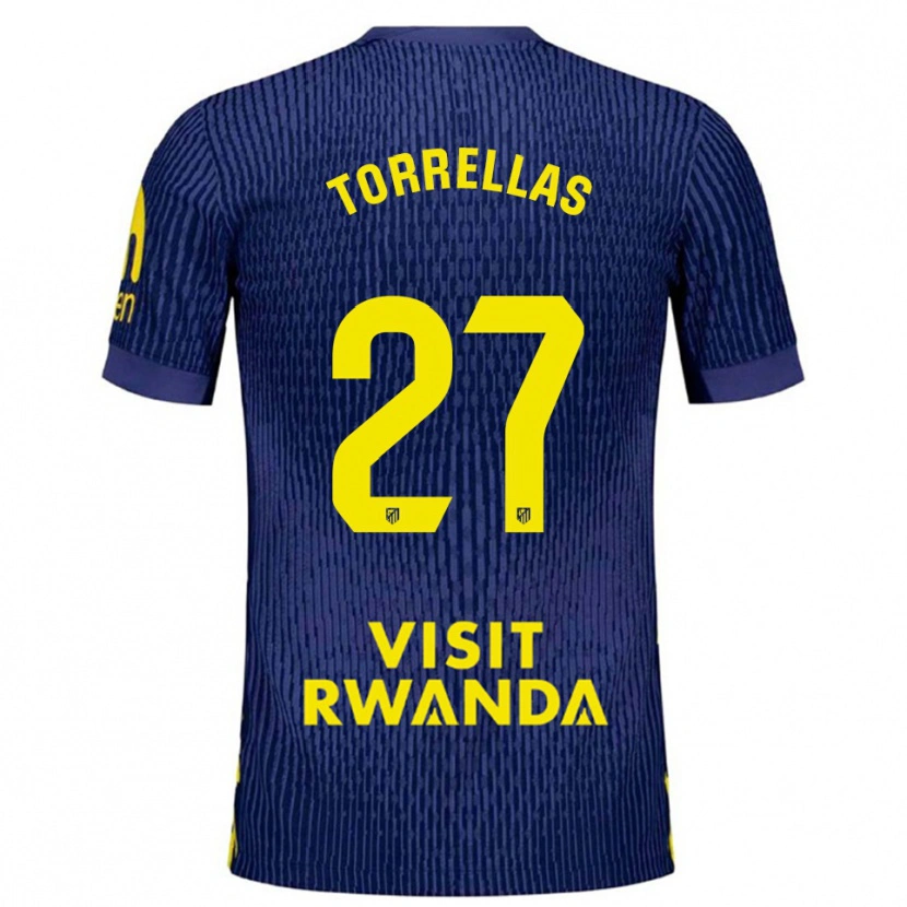 Danxen Mænd Óscar Torrellas #27 Navy Gul Udebane Spillertrøjer 2025/26 Trøje T-Shirt