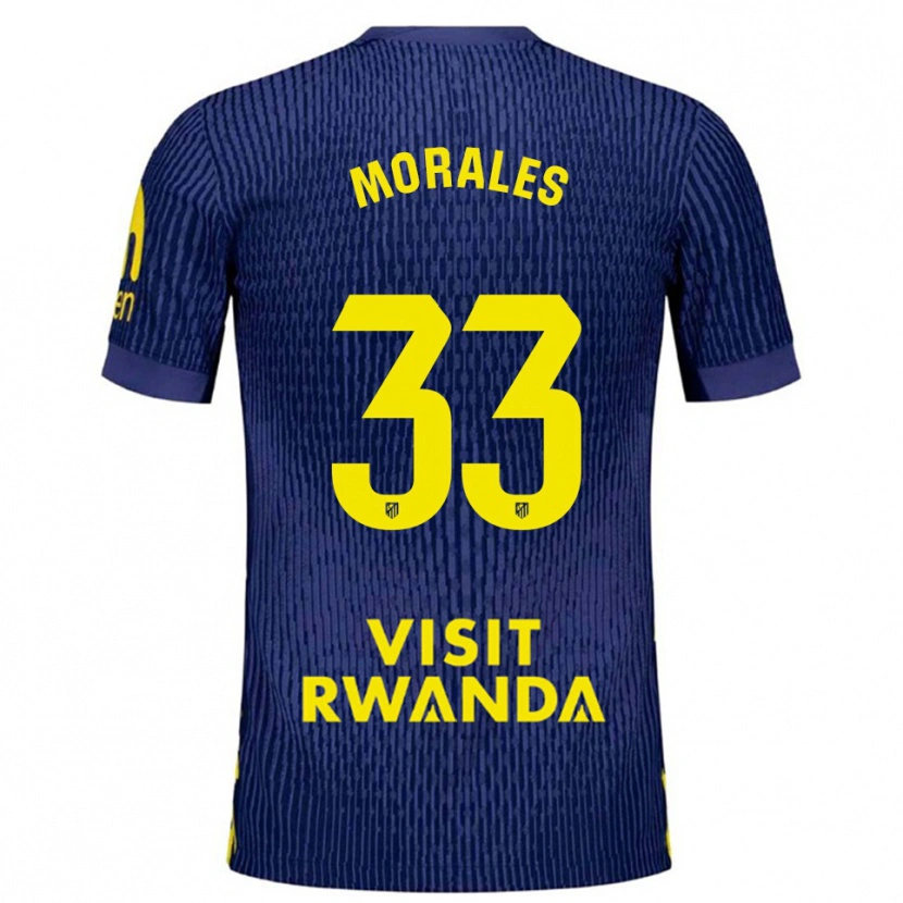 Danxen Mænd Luismi Morales #33 Navy Gul Udebane Spillertrøjer 2025/26 Trøje T-Shirt