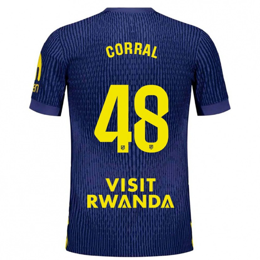 Danxen Mænd Adrián Corral #48 Navy Gul Udebane Spillertrøjer 2025/26 Trøje T-Shirt