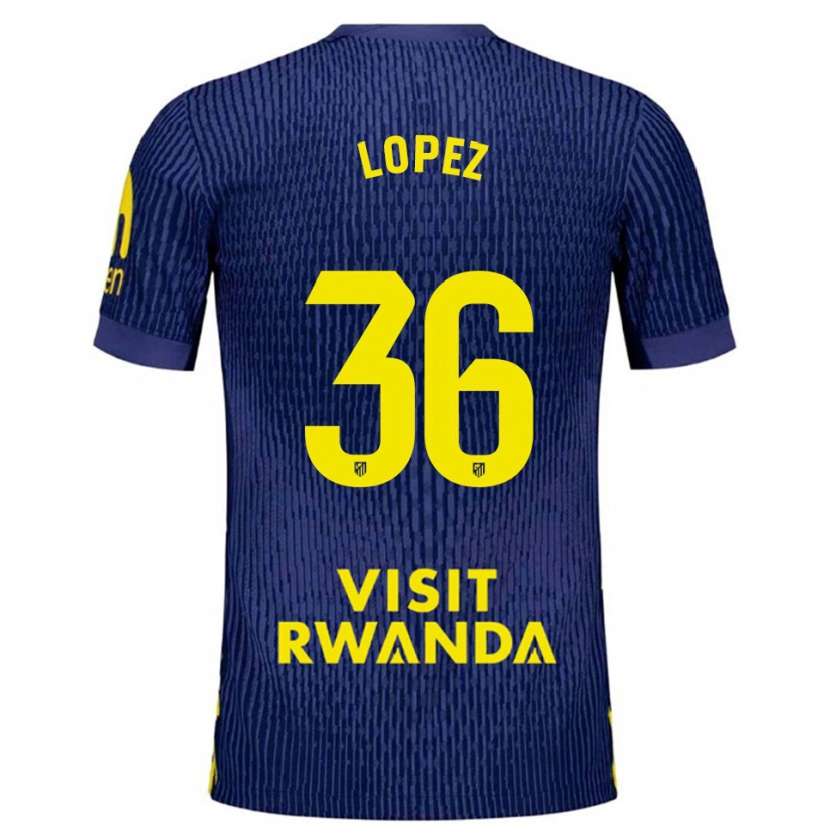Danxen Mænd David Lopez #36 Navy Gul Udebane Spillertrøjer 2025/26 Trøje T-Shirt