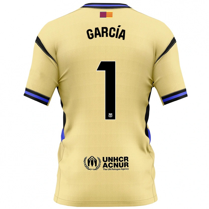 Danxen Mænd Joan García #1 Gul Sort Udebane Spillertrøjer 2025/26 Trøje T-Shirt