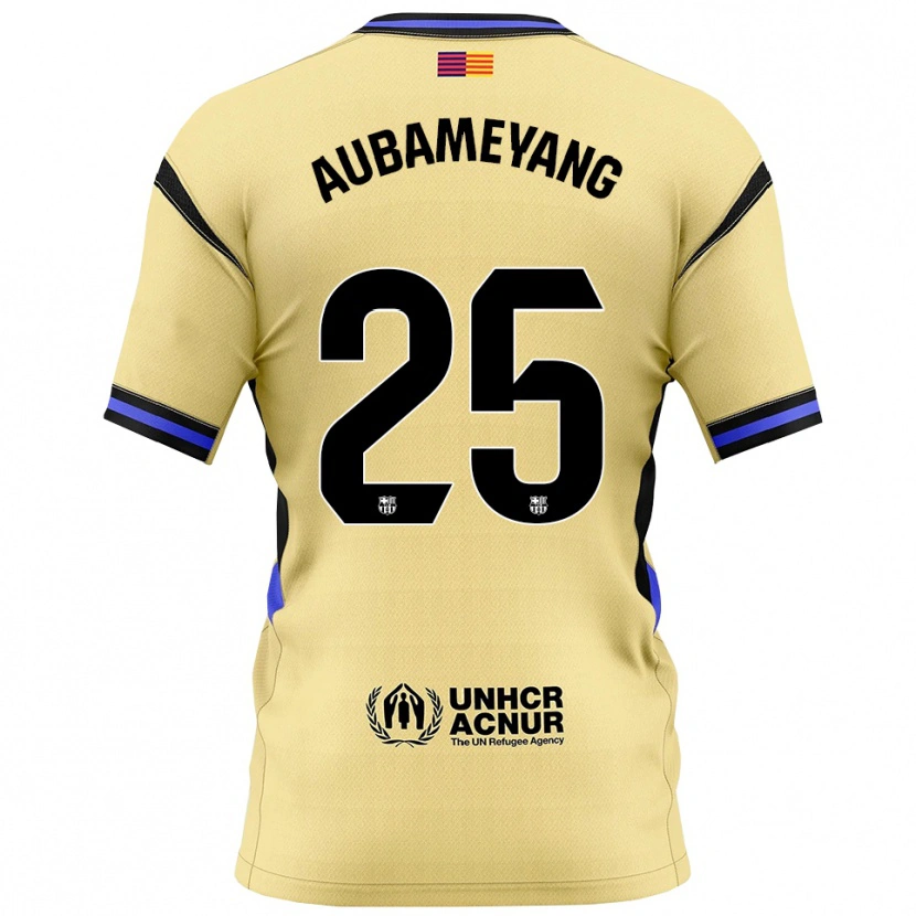 Danxen Mænd Pierre Emerick Aubameyang #25 Gul Sort Udebane Spillertrøjer 2025/26 Trøje T-Shirt