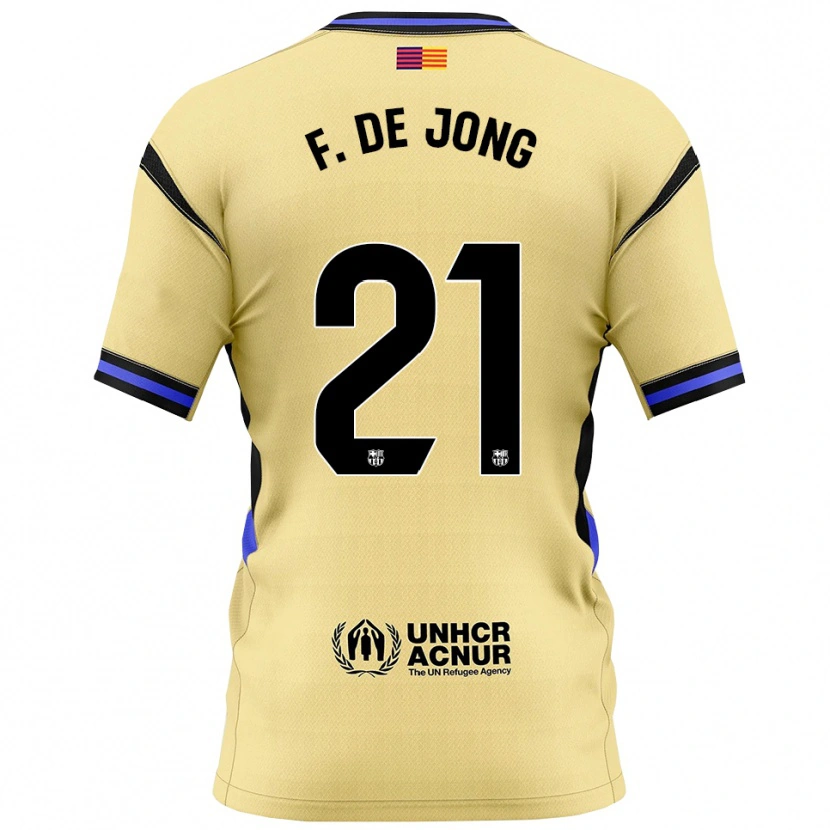 Danxen Mænd Frenkie De Jong #21 Gul Sort Udebane Spillertrøjer 2025/26 Trøje T-Shirt