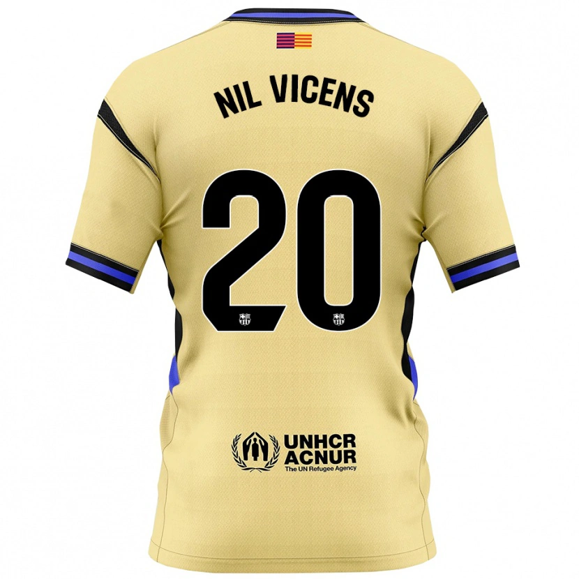 Danxen Mænd Nil Vicens #20 Gul Sort Udebane Spillertrøjer 2025/26 Trøje T-Shirt