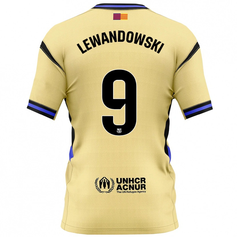 Danxen Mænd Robert Lewandowski #9 Gul Sort Udebane Spillertrøjer 2025/26 Trøje T-Shirt