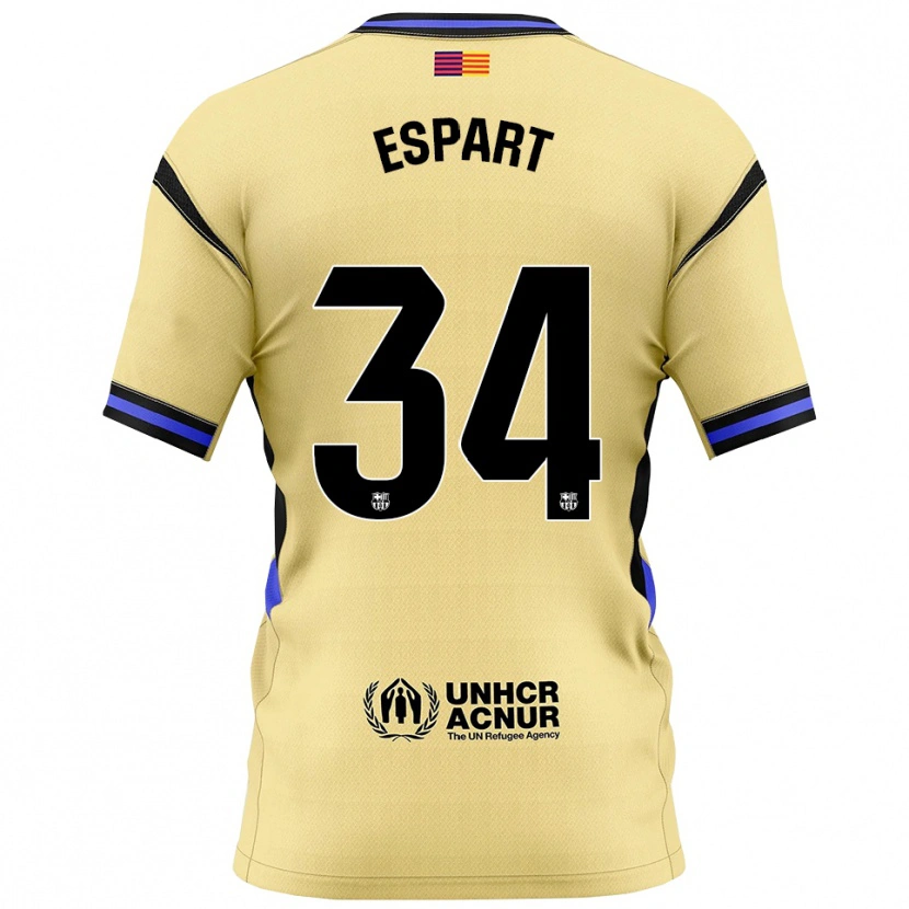 Danxen Mænd Xavi Espart #34 Gul Sort Udebane Spillertrøjer 2025/26 Trøje T-Shirt