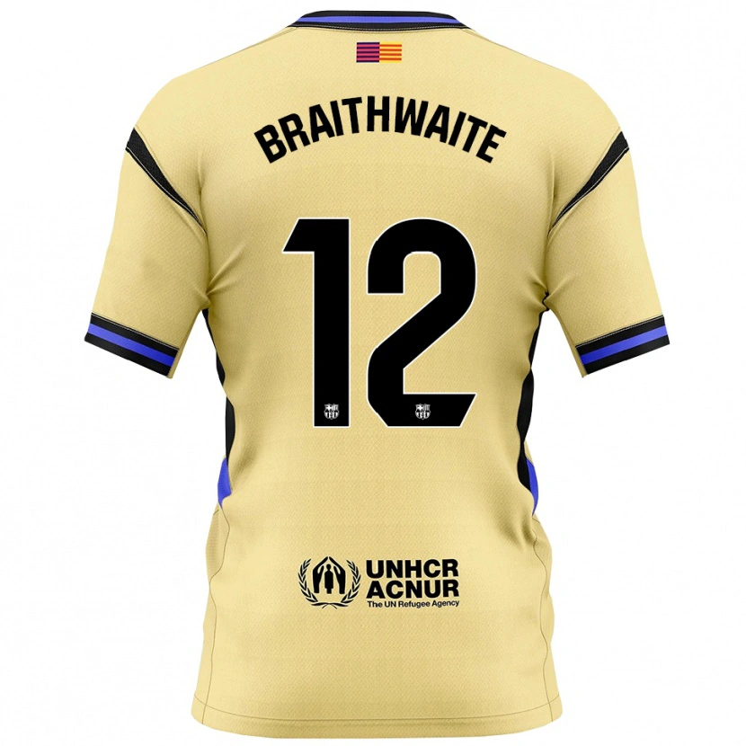 Danxen Mænd Martin Braithwaite #12 Gul Sort Udebane Spillertrøjer 2025/26 Trøje T-Shirt