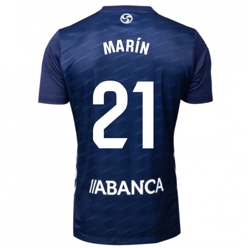 Danxen Mænd Álvaro Marín #21 Navy Hvid Udebane Spillertrøjer 2025/26 Trøje T-Shirt