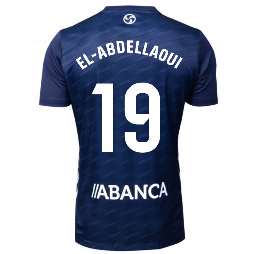 Danxen Mænd Jones El-Abdellaoui #19 Navy Hvid Udebane Spillertrøjer 2025/26 Trøje T-Shirt