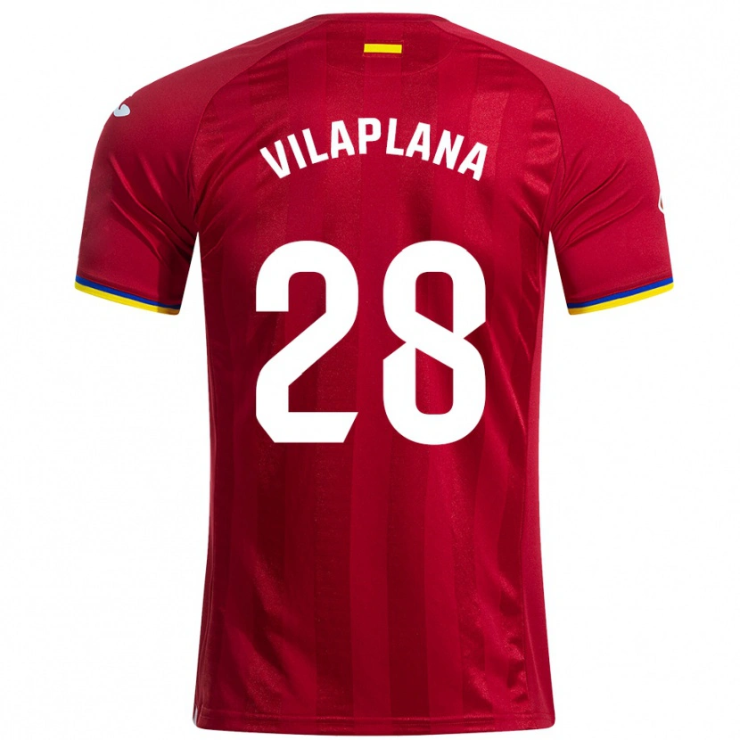 Danxen Mænd Marc Vilaplana #28 Rød Gul Blå Udebane Spillertrøjer 2025/26 Trøje T-Shirt