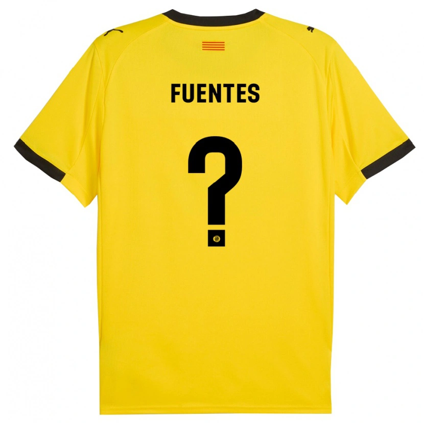 Danxen Mænd Jaime Fuentes #0 Gul Sort Udebane Spillertrøjer 2025/26 Trøje T-Shirt