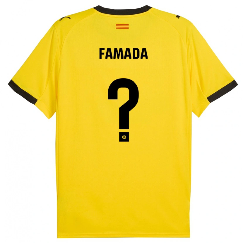 Danxen Mænd Álex Famada #0 Gul Sort Udebane Spillertrøjer 2025/26 Trøje T-Shirt