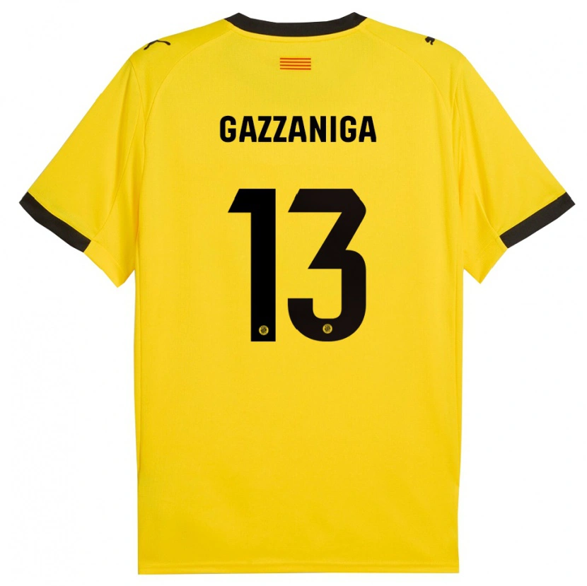 Danxen Mænd Paulo Gazzaniga #13 Gul Sort Udebane Spillertrøjer 2025/26 Trøje T-Shirt