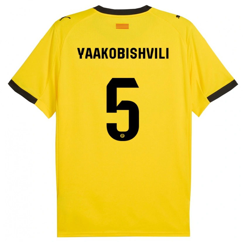Danxen Mænd Antal Yaakobishvili #5 Gul Sort Udebane Spillertrøjer 2025/26 Trøje T-Shirt