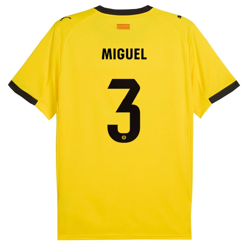 Danxen Mænd Miguel Gutiérrez #3 Gul Sort Udebane Spillertrøjer 2025/26 Trøje T-Shirt