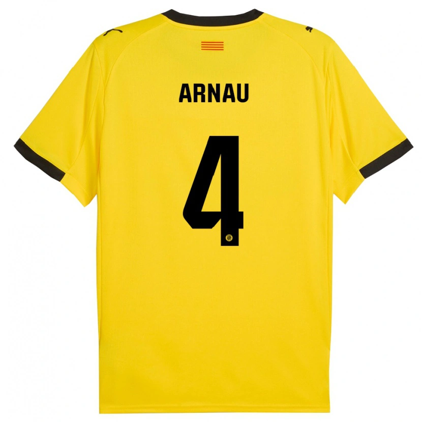 Danxen Mænd Arnau Martínez #4 Gul Sort Udebane Spillertrøjer 2025/26 Trøje T-Shirt