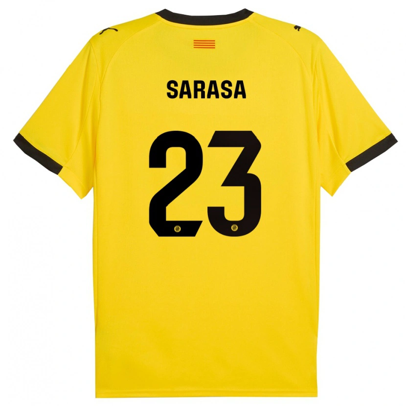 Danxen Mænd Javi Sarasa #23 Gul Sort Udebane Spillertrøjer 2025/26 Trøje T-Shirt