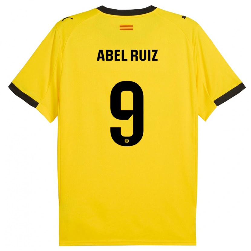 Danxen Mænd Abel Ruiz #9 Gul Sort Udebane Spillertrøjer 2025/26 Trøje T-Shirt