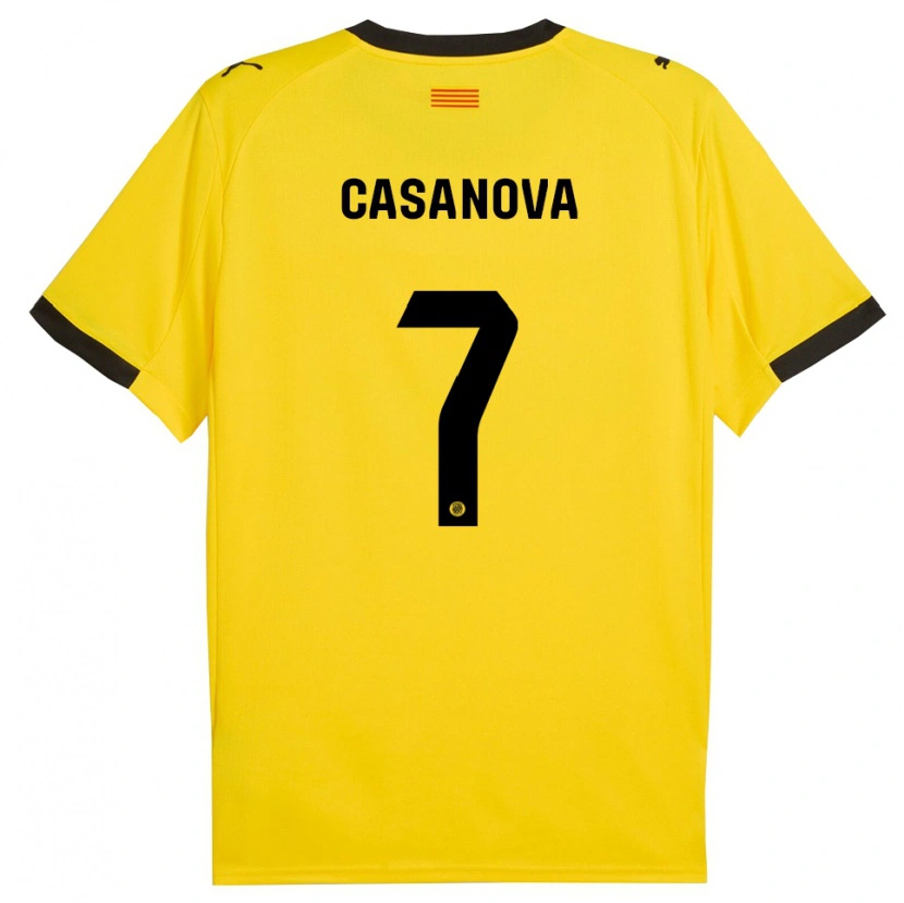 Danxen Mænd Àstrid Casanova #7 Gul Sort Udebane Spillertrøjer 2025/26 Trøje T-Shirt