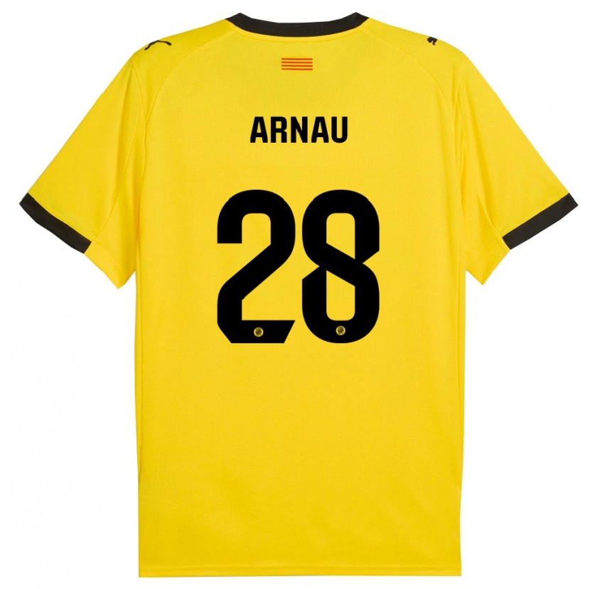 Danxen Mænd Pol Arnau #28 Gul Sort Udebane Spillertrøjer 2025/26 Trøje T-Shirt