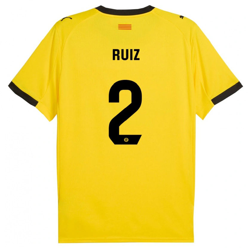 Danxen Mænd Ferran Ruiz #2 Gul Sort Udebane Spillertrøjer 2025/26 Trøje T-Shirt