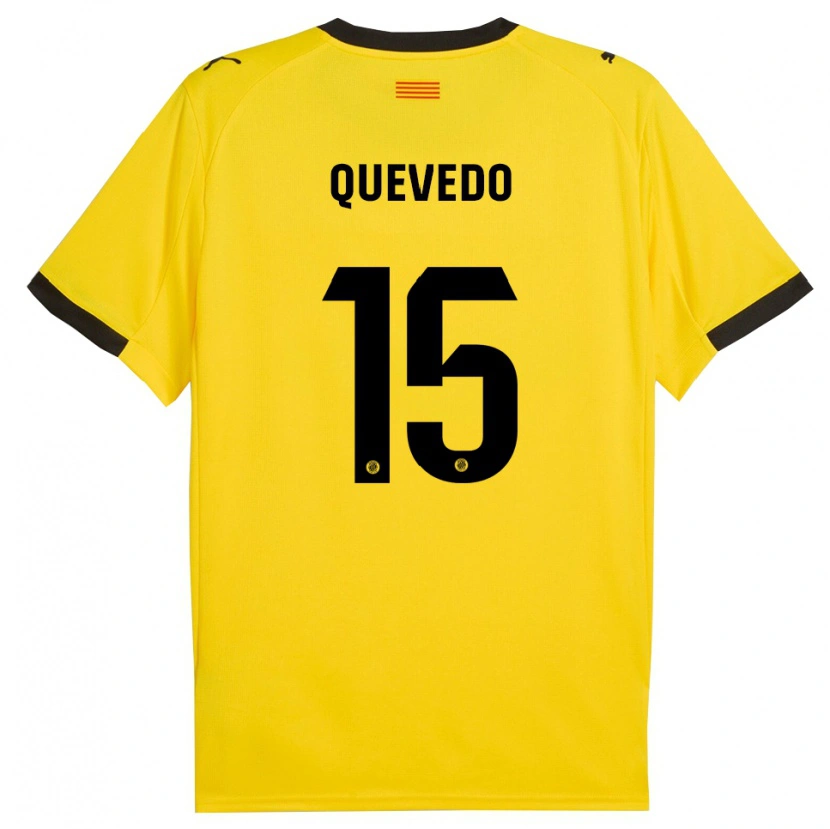 Danxen Mænd Erik Quevedo #15 Gul Sort Udebane Spillertrøjer 2025/26 Trøje T-Shirt