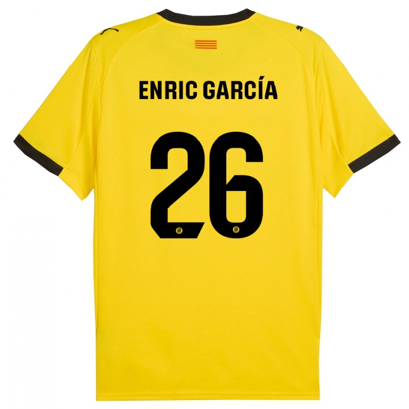 Danxen Mænd Enric García #26 Gul Sort Udebane Spillertrøjer 2025/26 Trøje T-Shirt