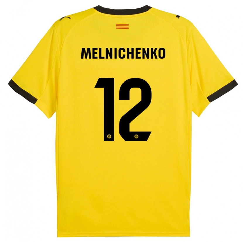 Danxen Mænd Dmytro Melnichenko #12 Gul Sort Udebane Spillertrøjer 2025/26 Trøje T-Shirt