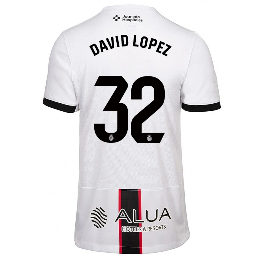 Danxen Mænd David López #32 Hvid Sort Udebane Spillertrøjer 2025/26 Trøje T-Shirt