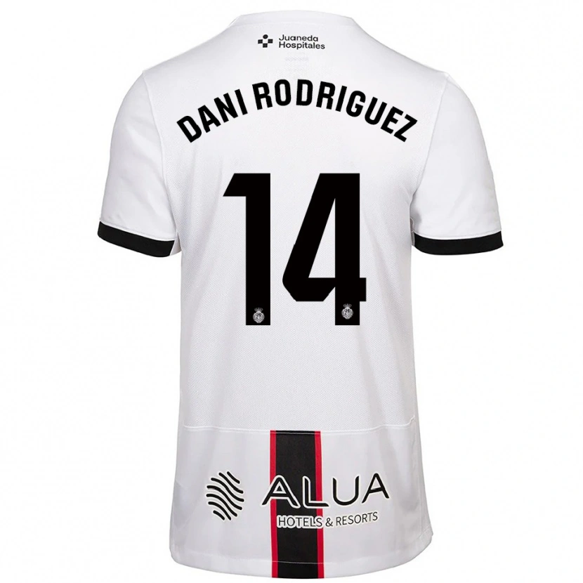 Danxen Mænd Dani Rodríguez #14 Hvid Sort Udebane Spillertrøjer 2025/26 Trøje T-Shirt