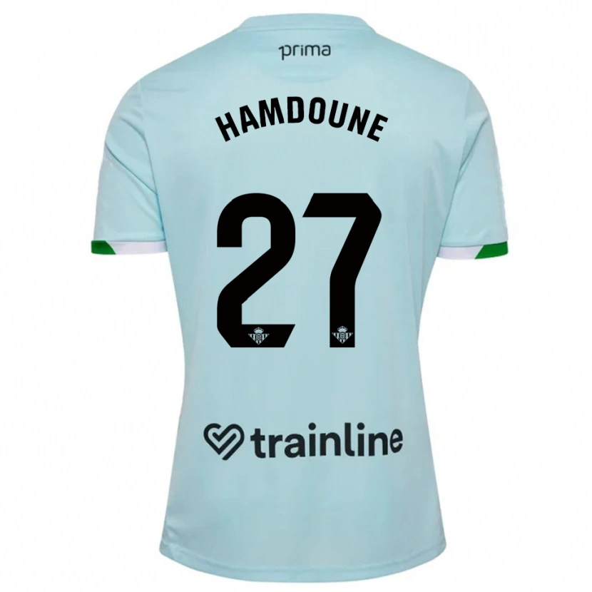 Danxen Mænd Mohamed Hamdoune #27 Himmelblå Grøn Udebane Spillertrøjer 2025/26 Trøje T-Shirt