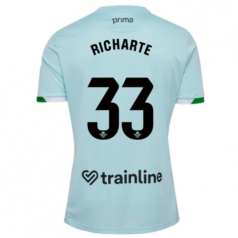 Danxen Mænd Rubén Richarte #33 Himmelblå Grøn Udebane Spillertrøjer 2025/26 Trøje T-Shirt