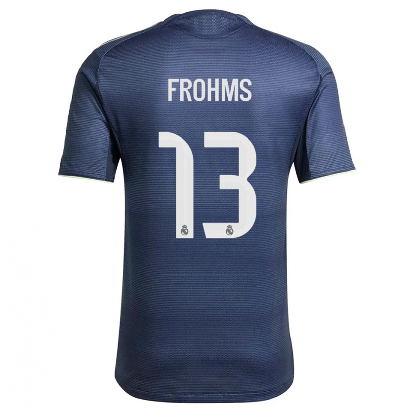 Danxen Mænd Merle Frohms #13 Navy Sølv Udebane Spillertrøjer 2025/26 Trøje T-Shirt