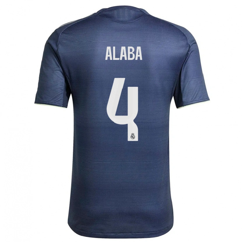 Danxen Mænd David Alaba #4 Navy Sølv Udebane Spillertrøjer 2025/26 Trøje T-Shirt