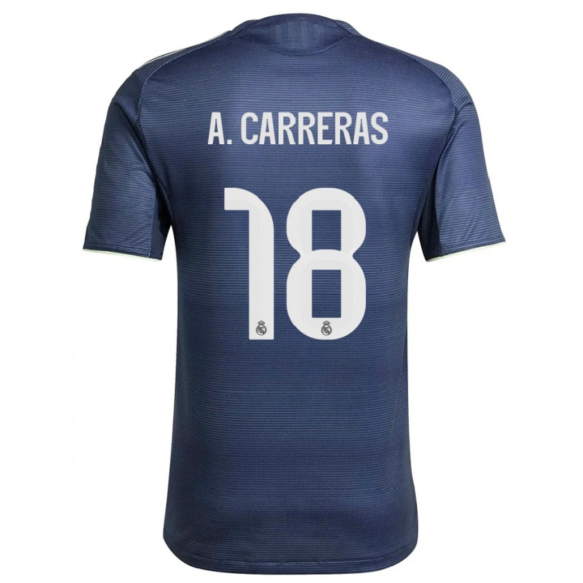 Danxen Mænd Álvaro Carreras #18 Navy Sølv Udebane Spillertrøjer 2025/26 Trøje T-Shirt