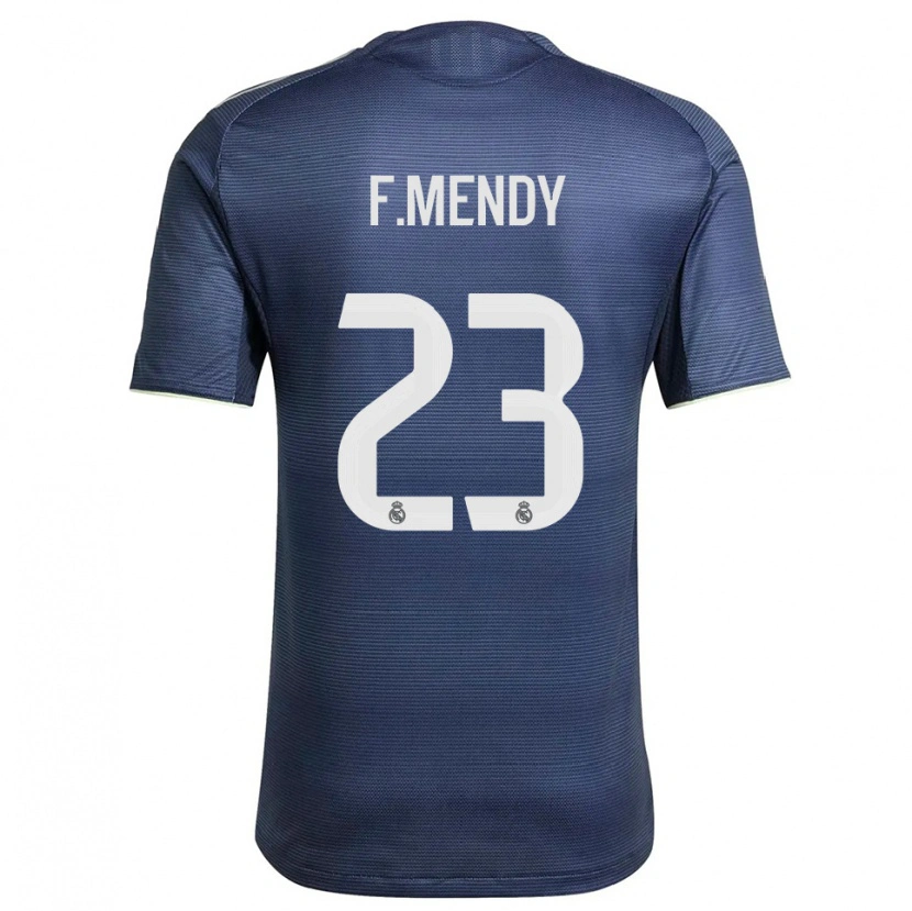 Danxen Mænd Ferland Mendy #23 Navy Sølv Udebane Spillertrøjer 2025/26 Trøje T-Shirt