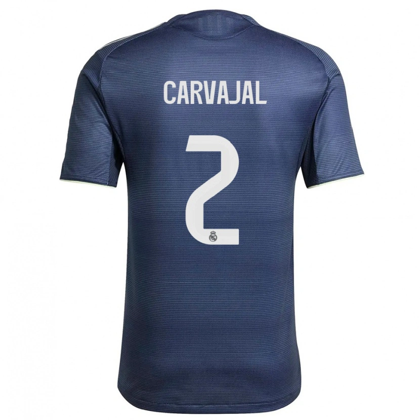 Danxen Mænd Daniel Carvajal #2 Navy Sølv Udebane Spillertrøjer 2025/26 Trøje T-Shirt