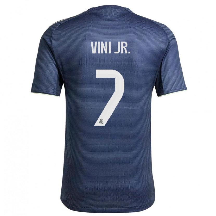 Danxen Mænd Vinicius Junior #7 Navy Sølv Udebane Spillertrøjer 2025/26 Trøje T-Shirt