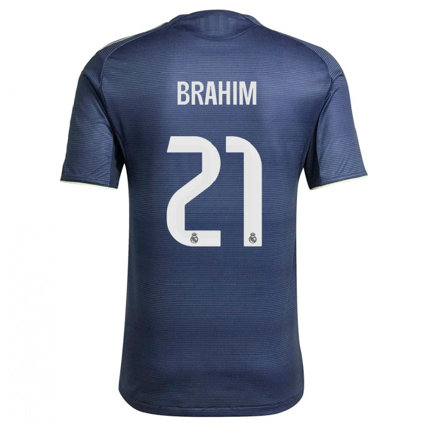 Danxen Mænd Brahim Díaz #21 Navy Sølv Udebane Spillertrøjer 2025/26 Trøje T-Shirt