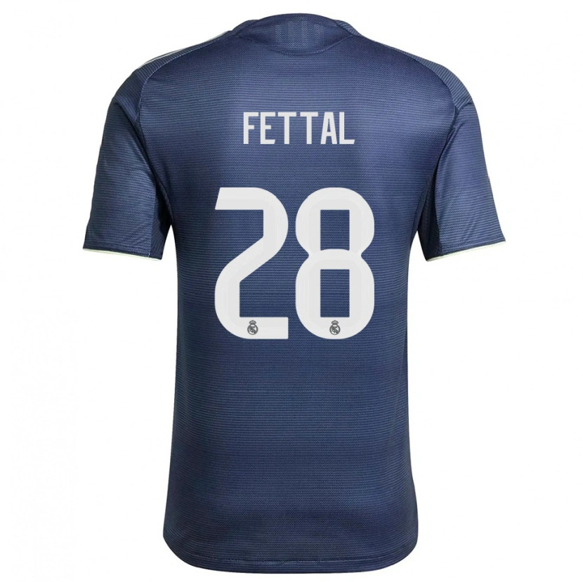 Danxen Mænd Rachad Fettal #28 Navy Sølv Udebane Spillertrøjer 2025/26 Trøje T-Shirt