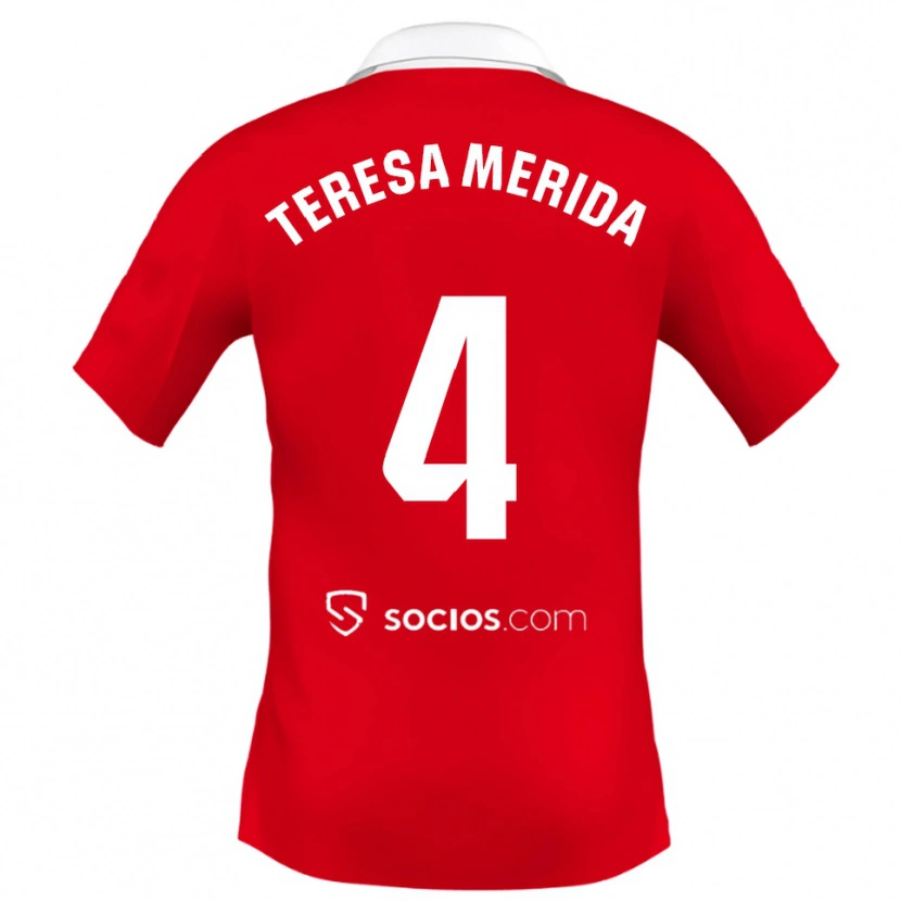 Danxen Mænd Teresa Merida #4 Rød Hvid Grå Udebane Spillertrøjer 2025/26 Trøje T-Shirt